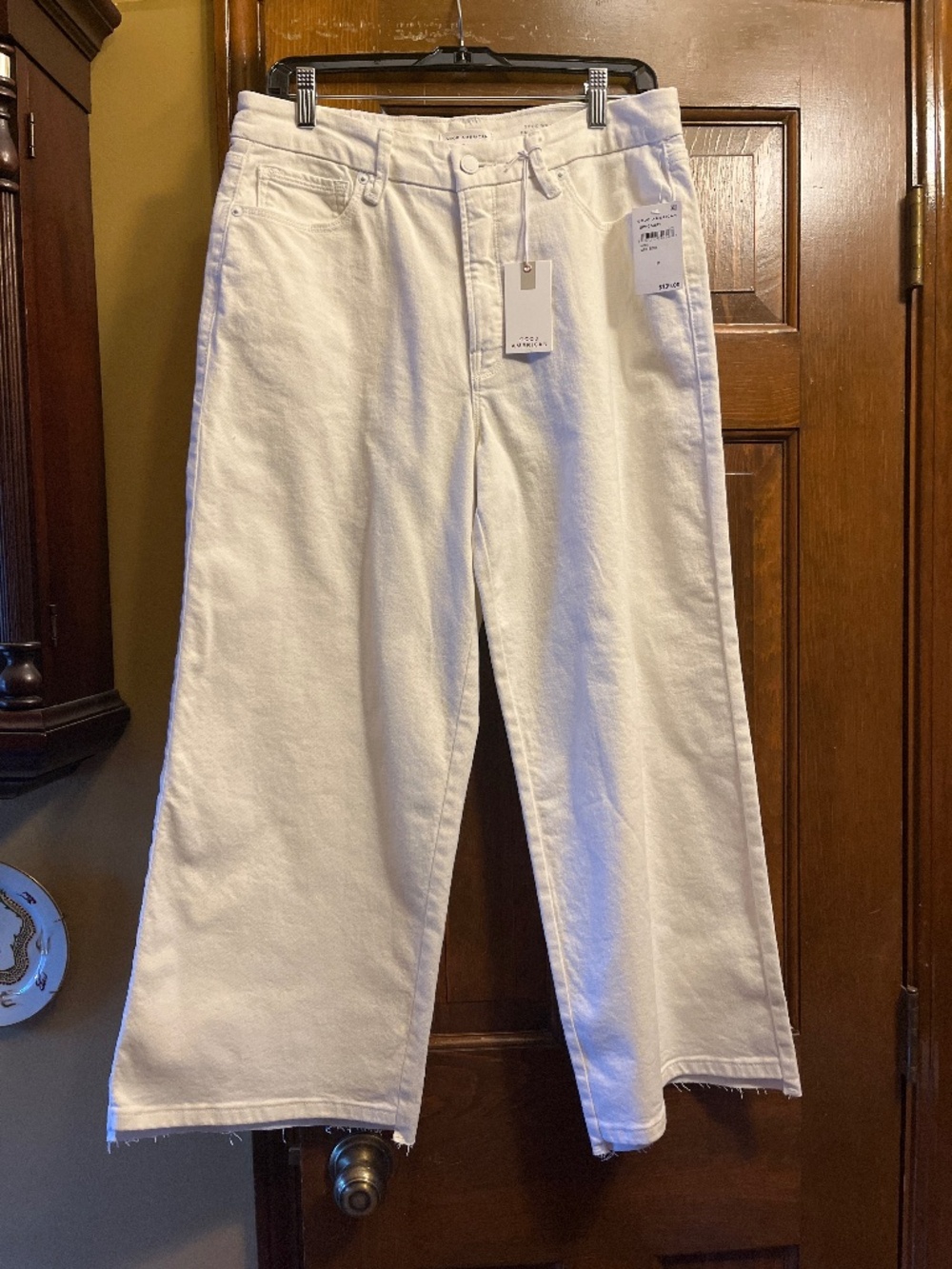 NWT Good American Good Waist Palazzo Crop Jeans.  White.  Sz.10.